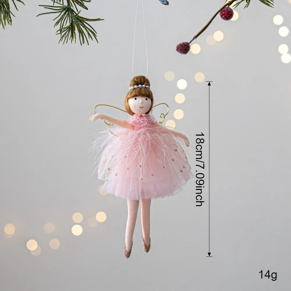 Pink and white cloth ballet angel plush doll pendant with modern simple style