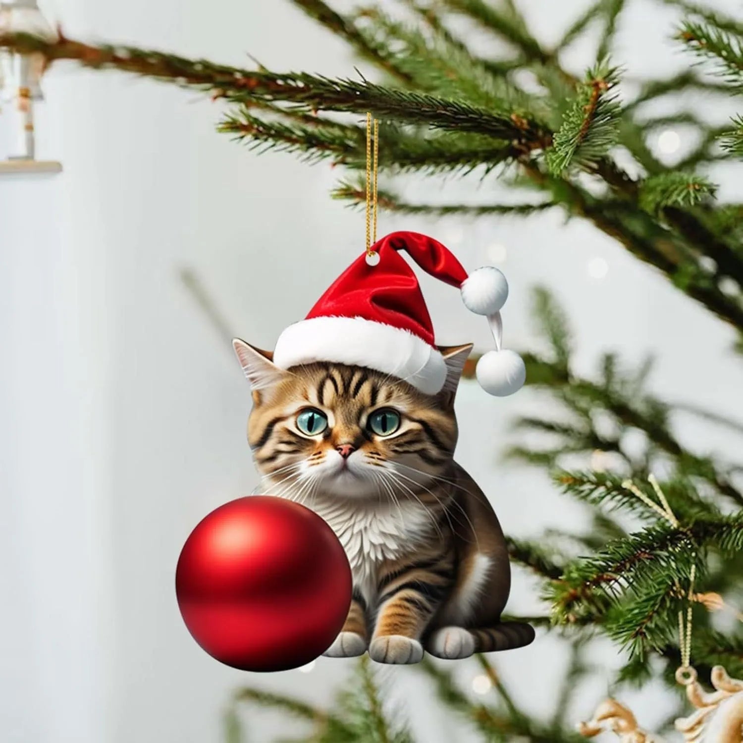Christmas kitty cat acrylic car hanging ornament for interior decoration