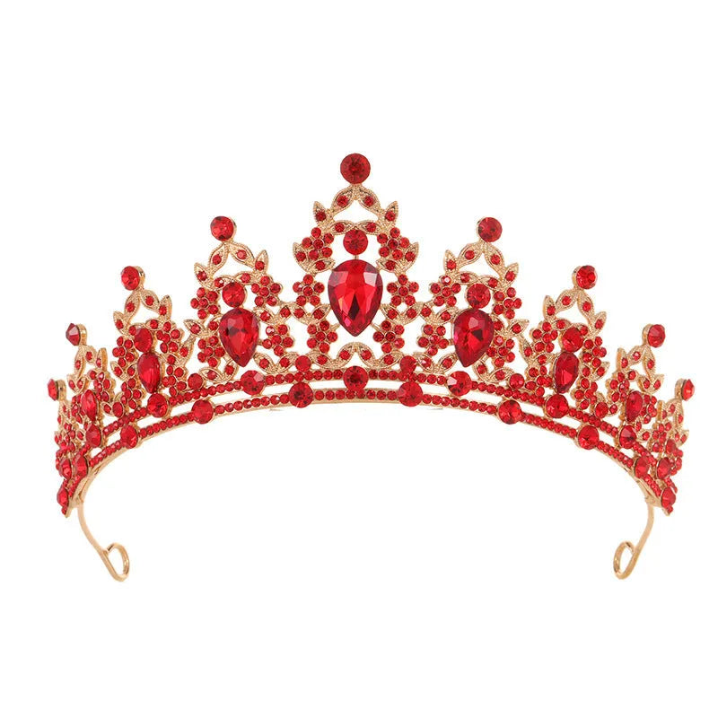 Baroque-style bride headdress crown with rhinestone accents on alloy base