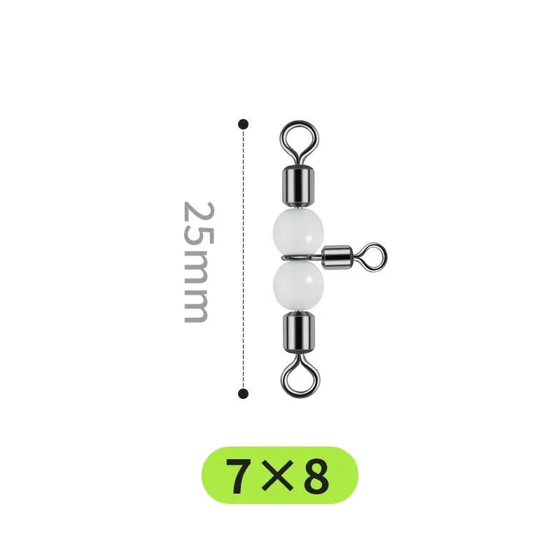 Copper three-fork luminous swivel bead and T-type balance fork ring fishing lure accessories.