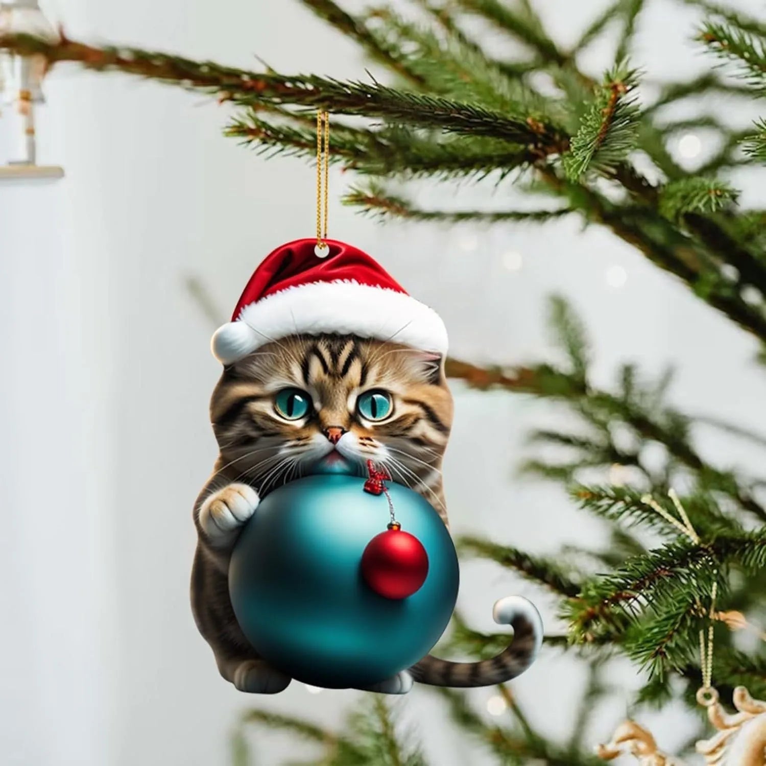 Christmas kitty cat acrylic car hanging ornament for interior decoration