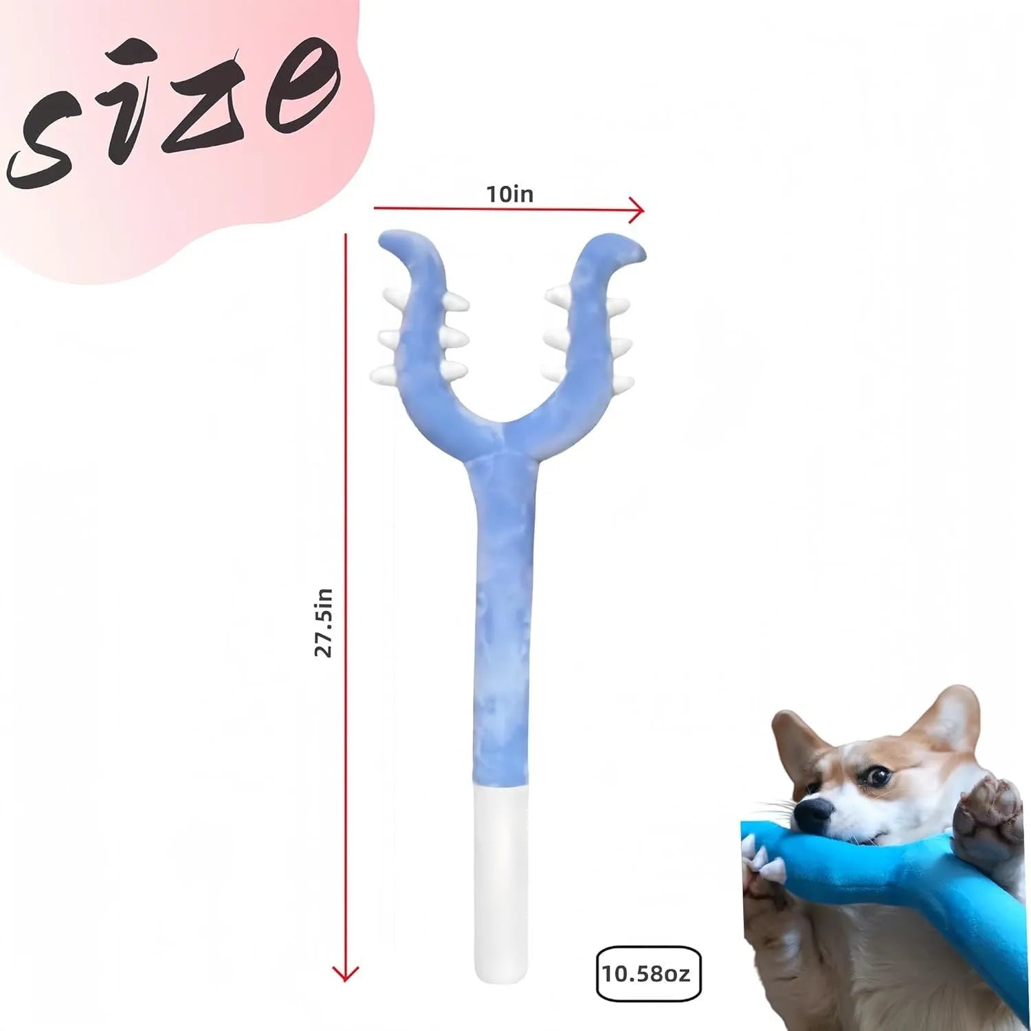 Blue plush cat wand toy with 70cm length for indoor interactive play sessions