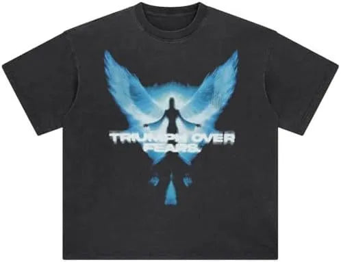 Men's retro cotton t-shirt with cartoon digital printing in loose streetwear fit