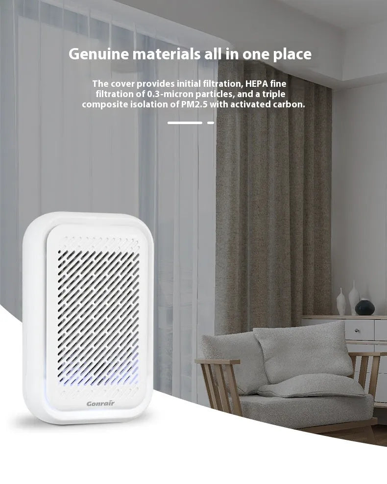 White wall-mounted plug-in air purifier unit for small rooms