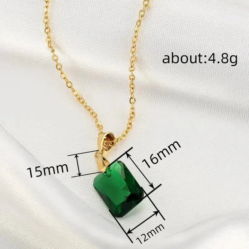 Copper geometric rectangular pendant necklace with quadrilateral details on an O-ring chain
