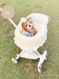 Pet stroller accessory set showing cotton towel, cushion and pillow in blue green apple colour
