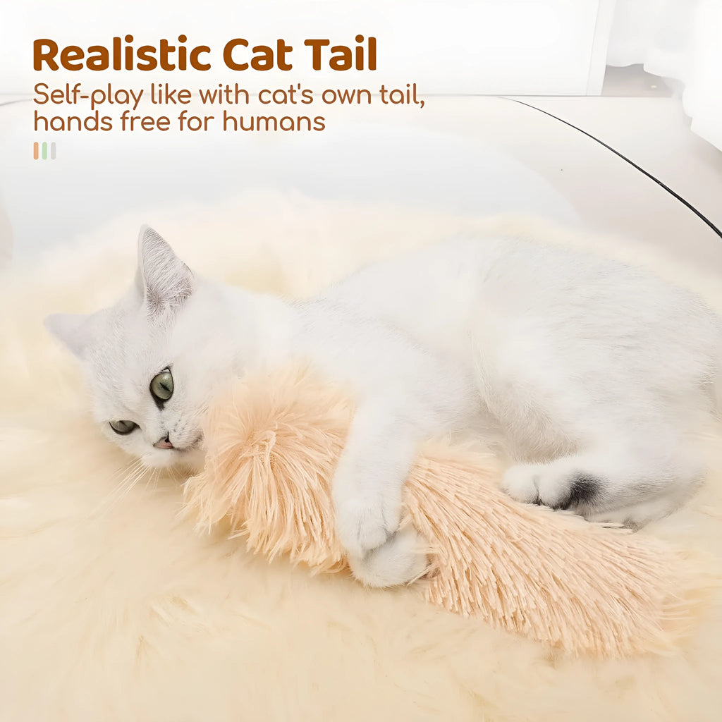 Soft plush cat toy pillow in blue, green, pink, or white, measuring 27cm by 10cm