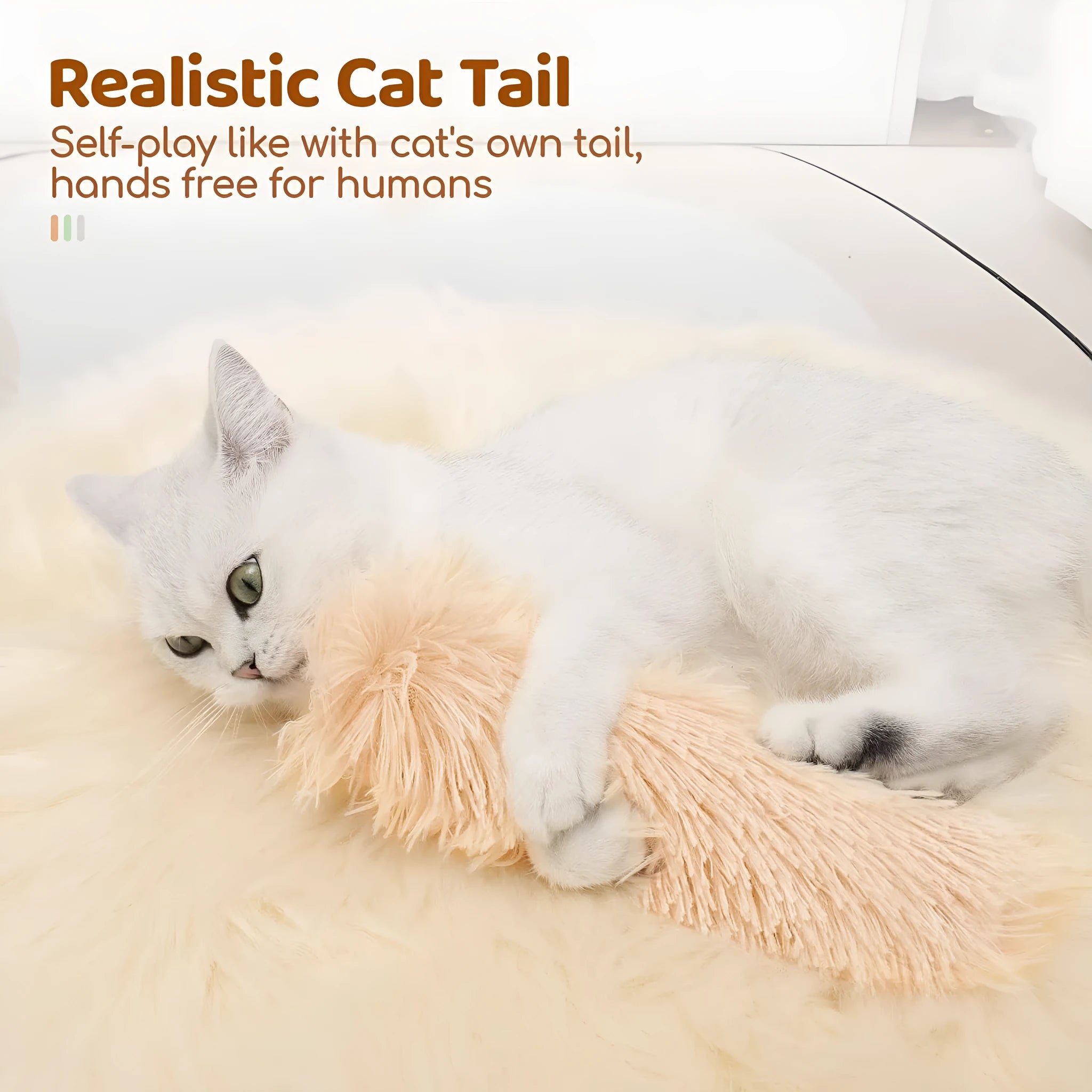 Soft plush cat toy pillow in blue, green, pink, or white, measuring 27cm by 10cm