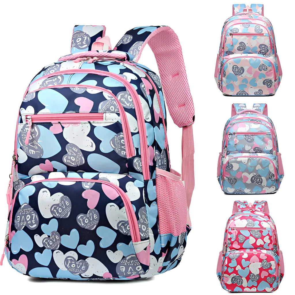 Blue student backpack with air pillow straps, made from Oxford cloth.
