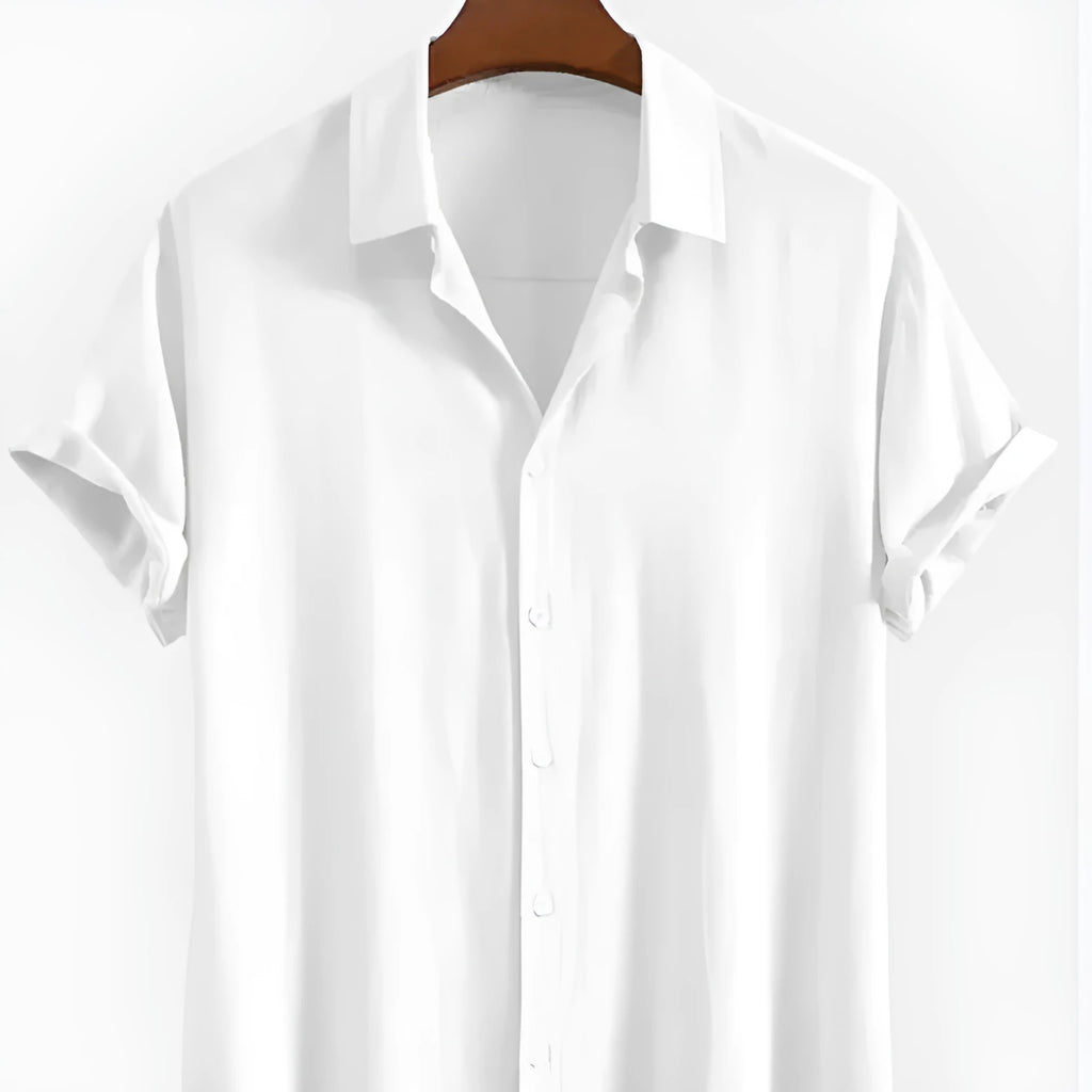 Men's loose-fit short sleeve cardigan in black, green, or white colours for summer casual wear
