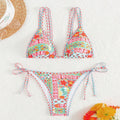 Women's lace-up split swimsuit with backless design in European and American sizing