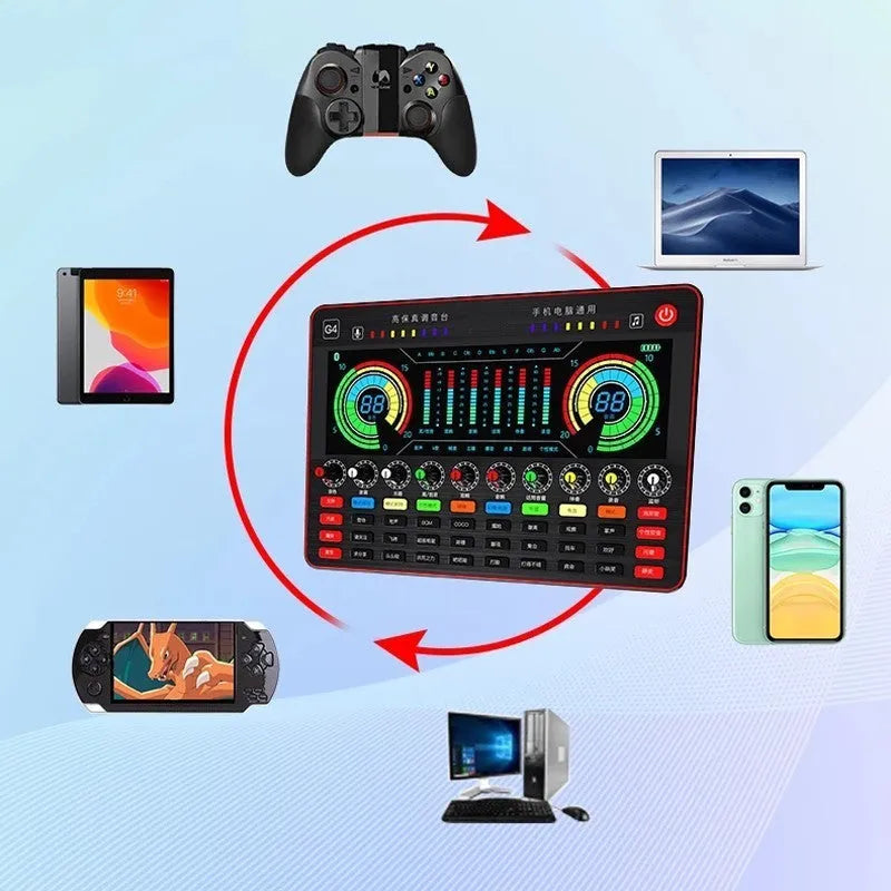G4 professional USB sound card and capacitor microphone set with colour LCD display and remote control.