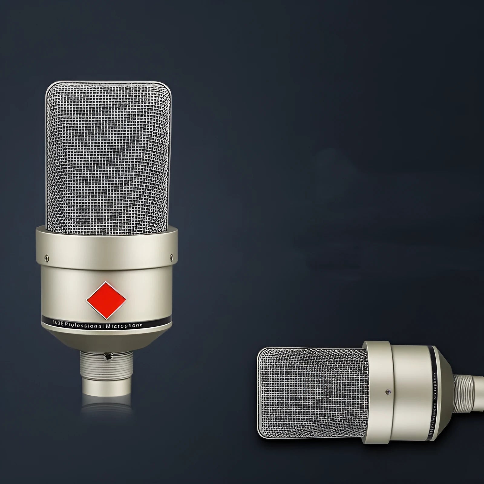 Wired condenser microphone in black gold or champagne gold with cardioid pattern and included stand