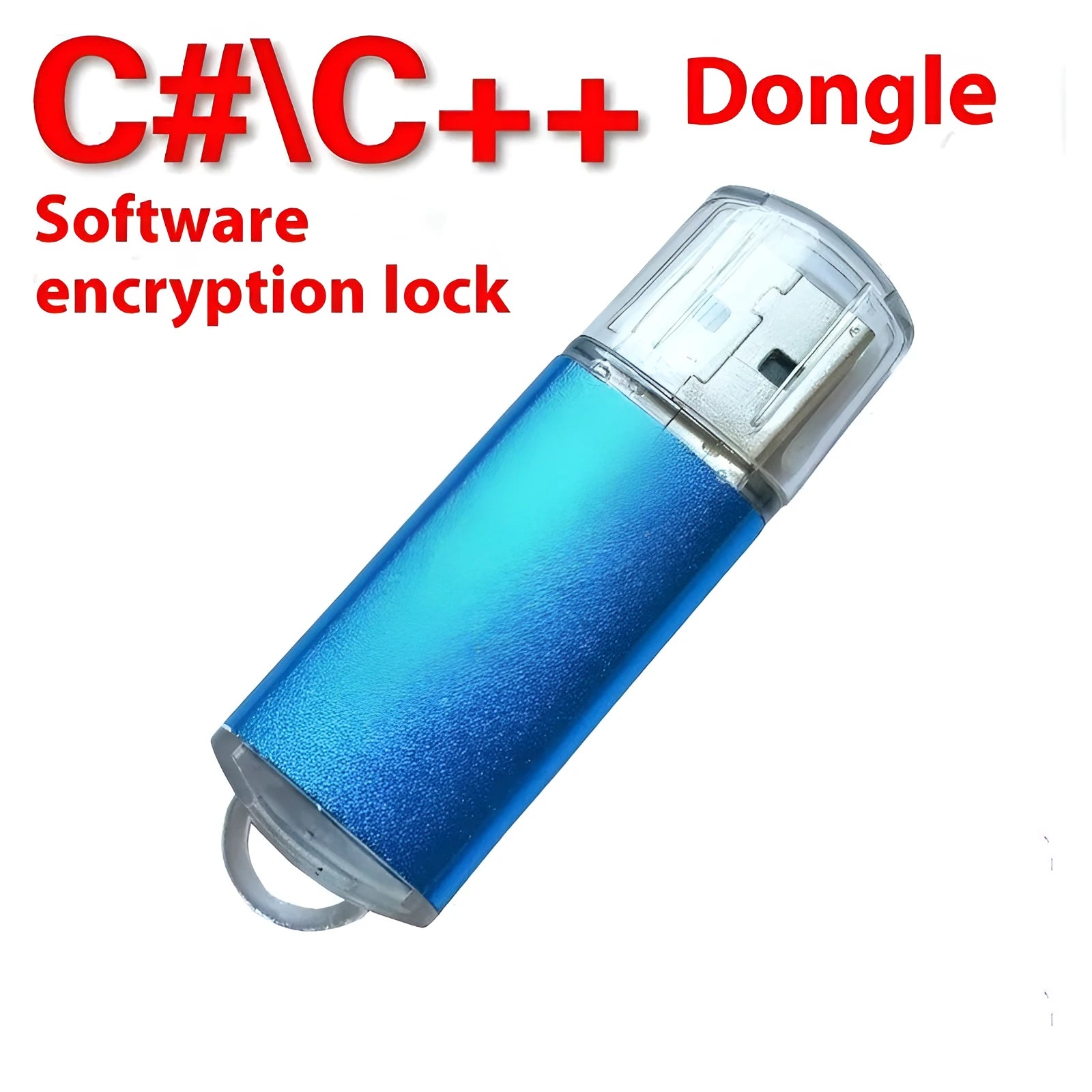 Programmable software encryption USB dongle with metal shell in various colours.