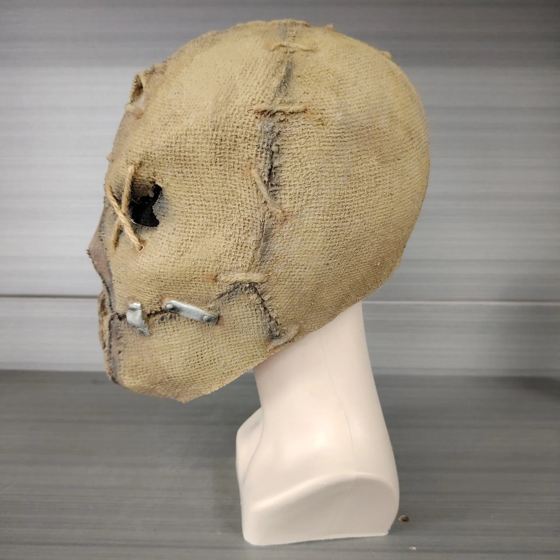 Scar skull latex mask head cover with realistic details for Halloween horror costume, 31cm height