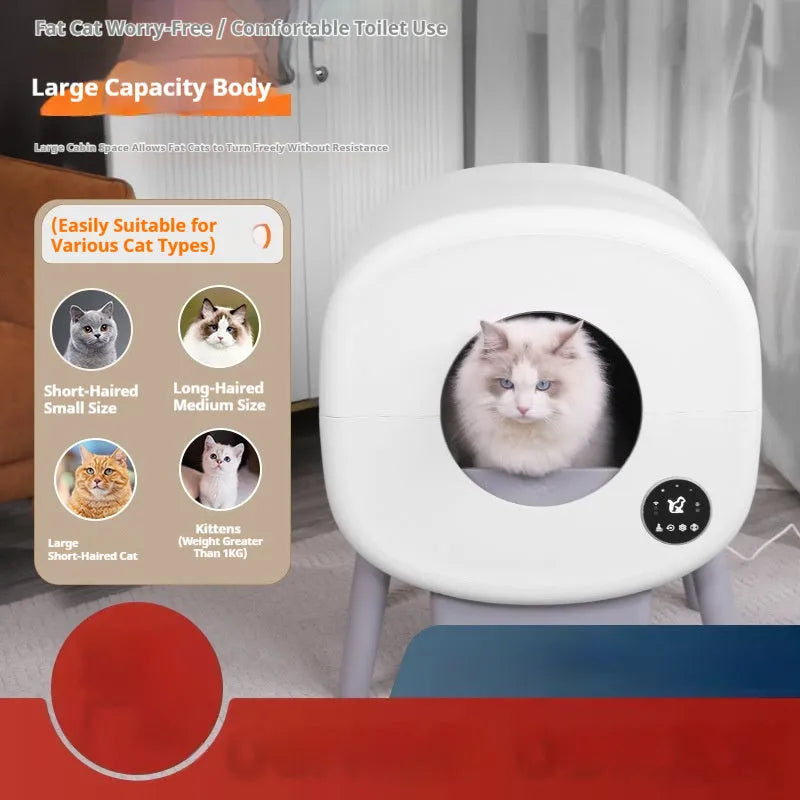 Automatic self-cleaning cat litter box with ABS plastic construction and UK plug