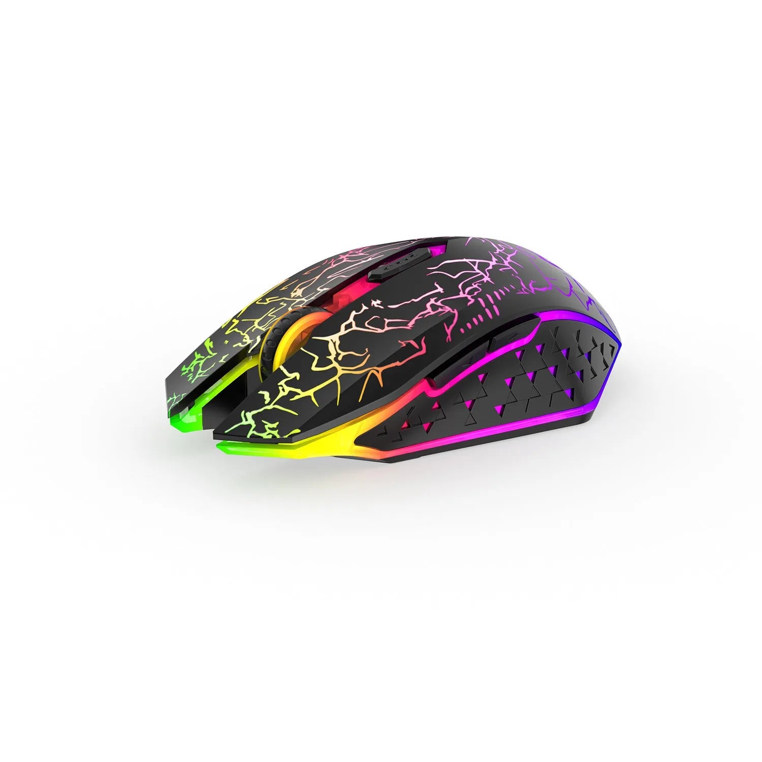 Black and white Bluetooth dual-mode gaming mouse with luminous lights and charging cable