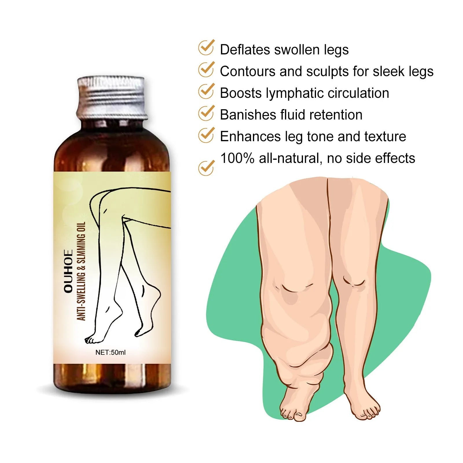 50ml bottle of moisturising body oil with cassia seed, capsaicin and ginger extracts