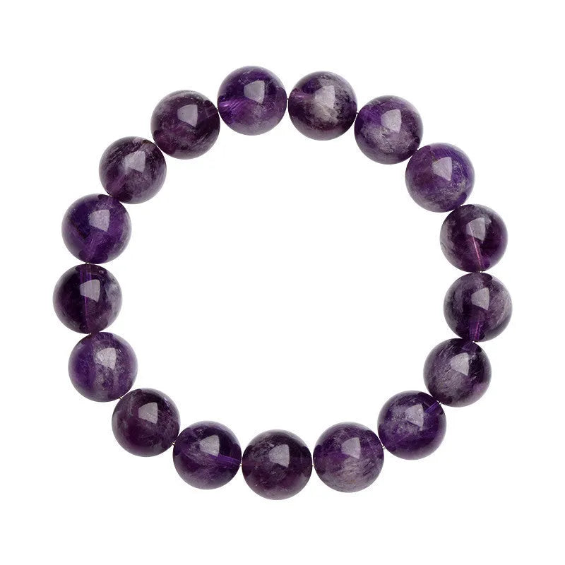 Snow Mountain purple amethyst crystal bracelet with geometric Ruyi design and scattered beads