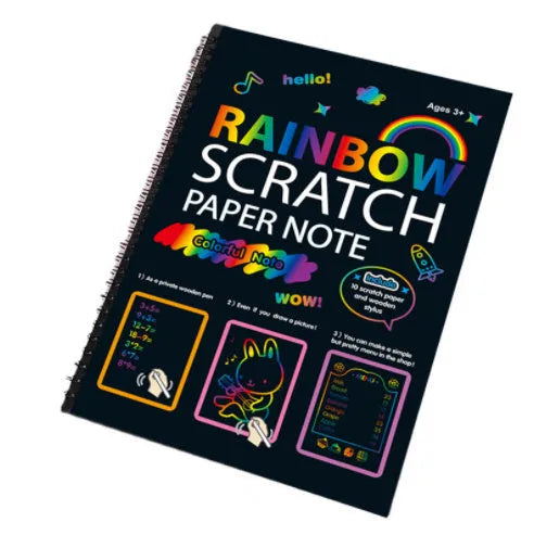 Large children's scratch art paper 26x19cm with colourful puzzle pattern design