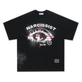 Black and white American retro hip hop gothic t-shirt with letter print pattern pure cotton short sleeve teen streetwear