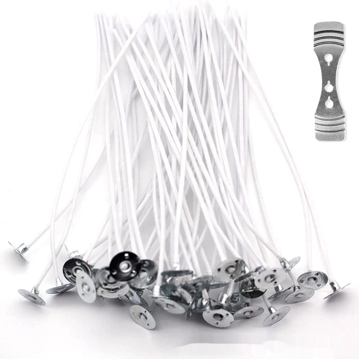 White cotton candle wicks for DIY candle making in three different lengths