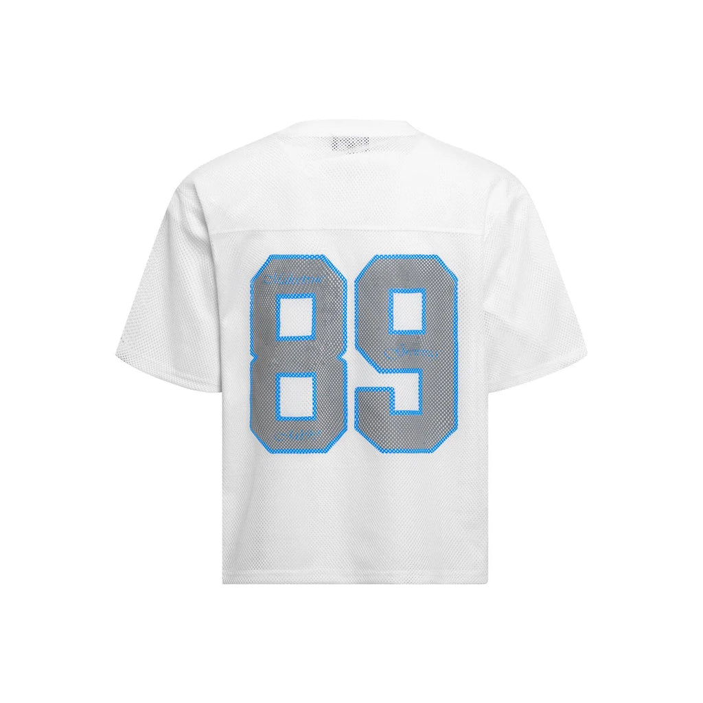 Loose-fit casual t-shirt with alphanumeric printing in black or white chemical fibre blend fabric