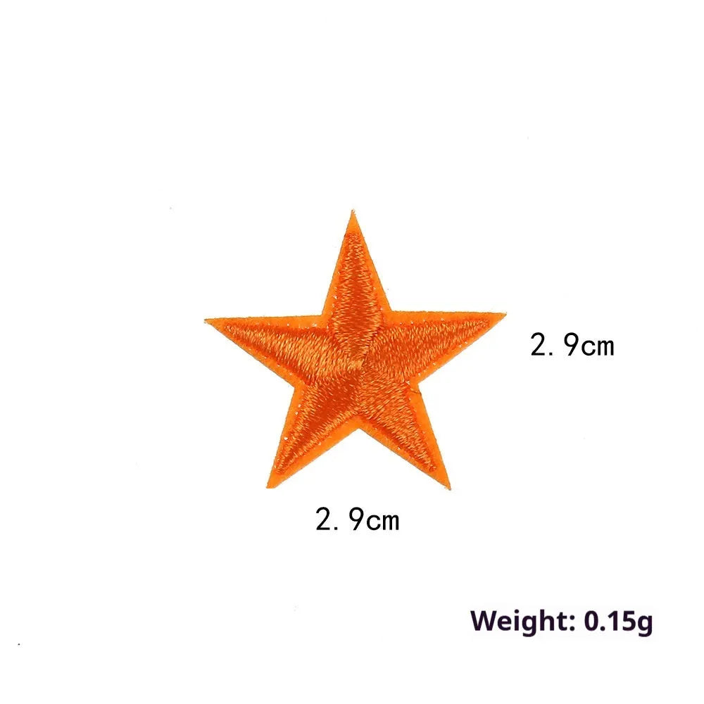 Colourful five-pointed star embroidery patches and cloth stickers for DIY clothing decoration.