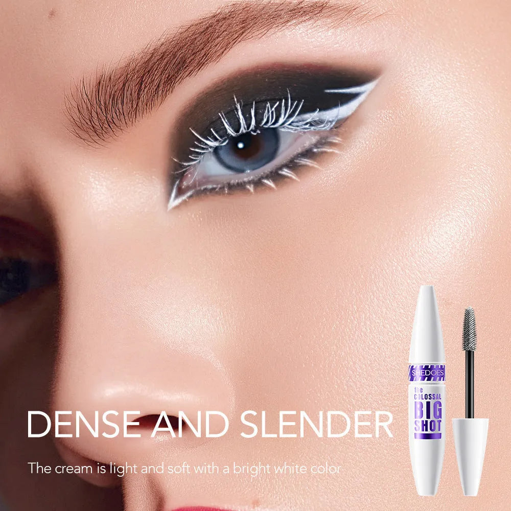 White waterproof mascara in 10ML tube with sweat-proof quick-drying properties for lash curling and shaping