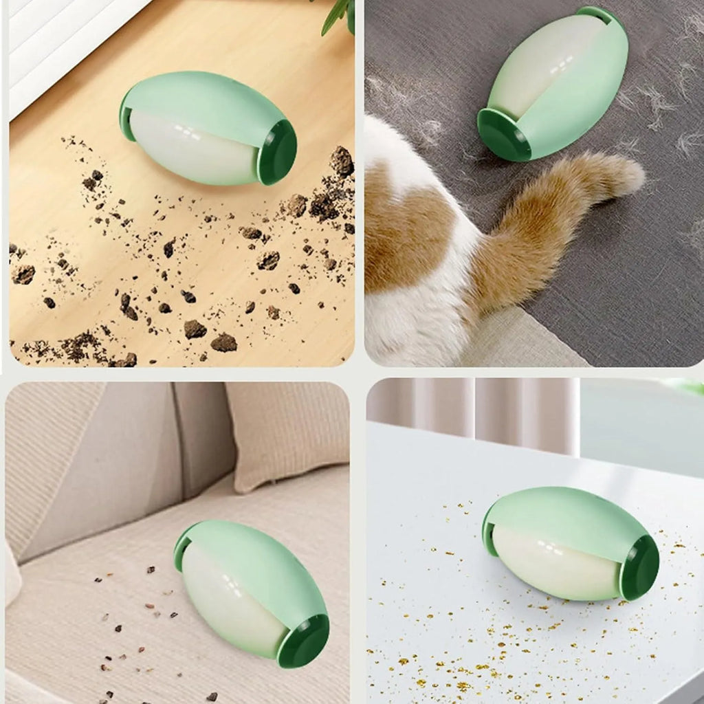 Green washable gel lint roller ball for removing pet hair from fabrics