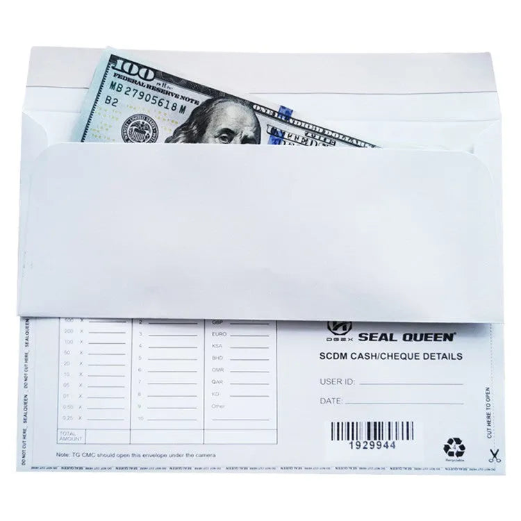 Blue confidential envelope with anti-opening adhesive packaging measuring 105x240mm