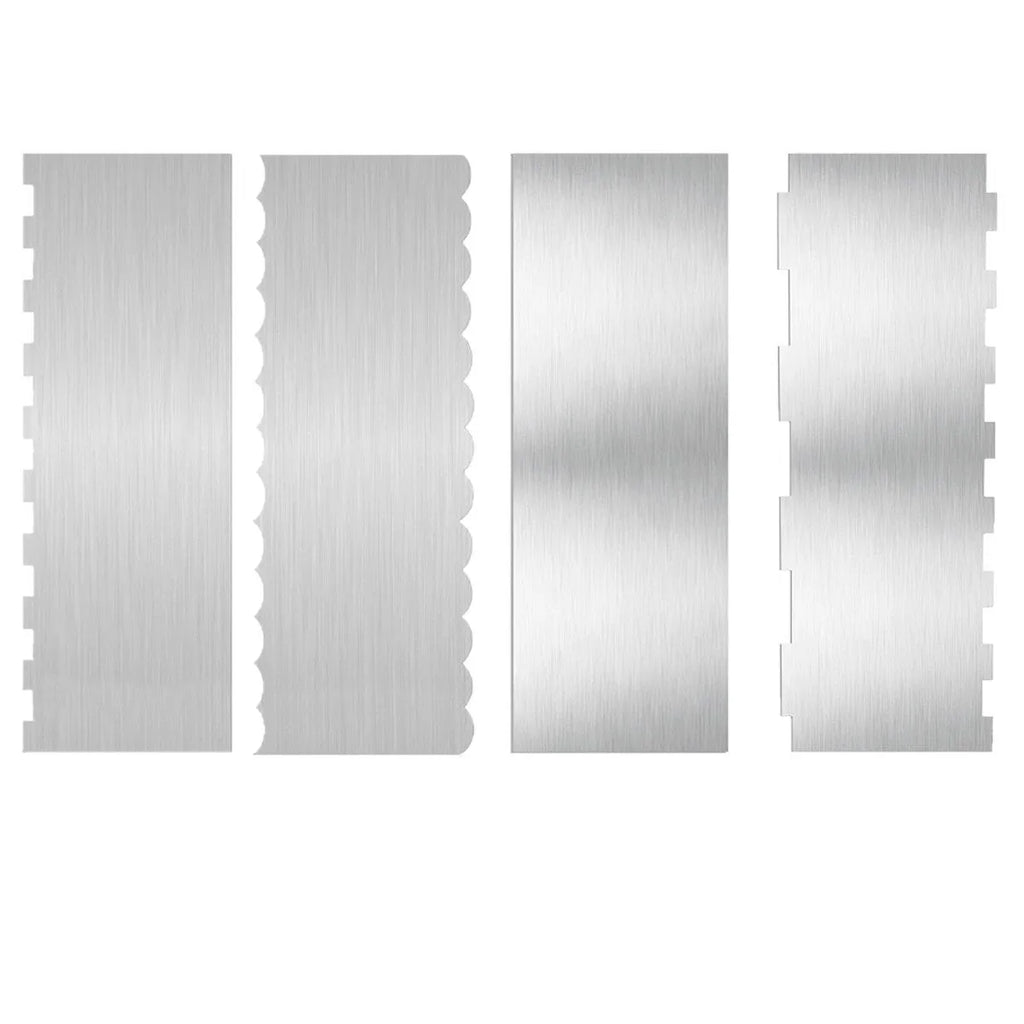 Stainless steel cream scraper with polygonal pattern design for cake decorating
