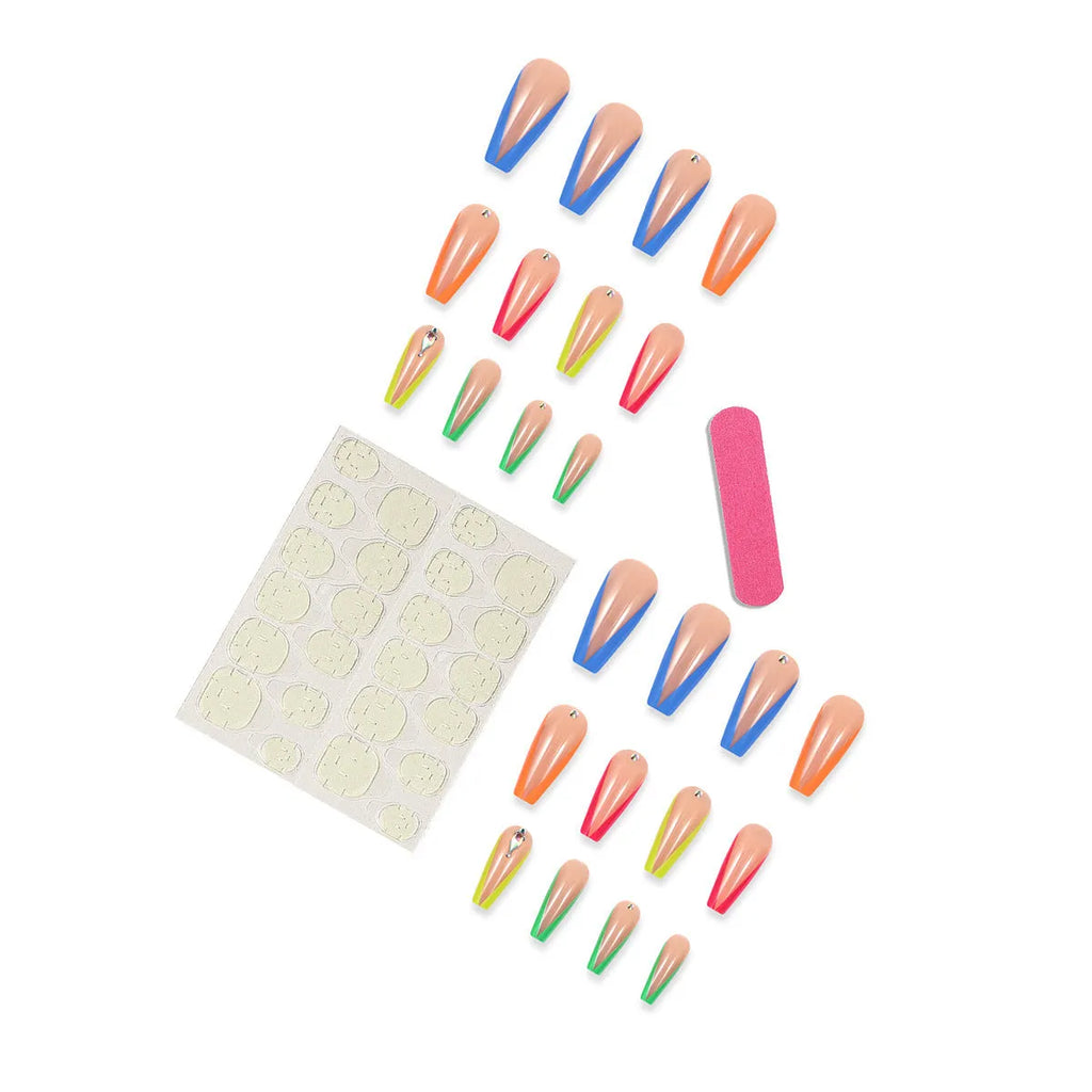 Detachable artificial nail tip in diamond colour French design with Love Cross Heart cartoon pattern.