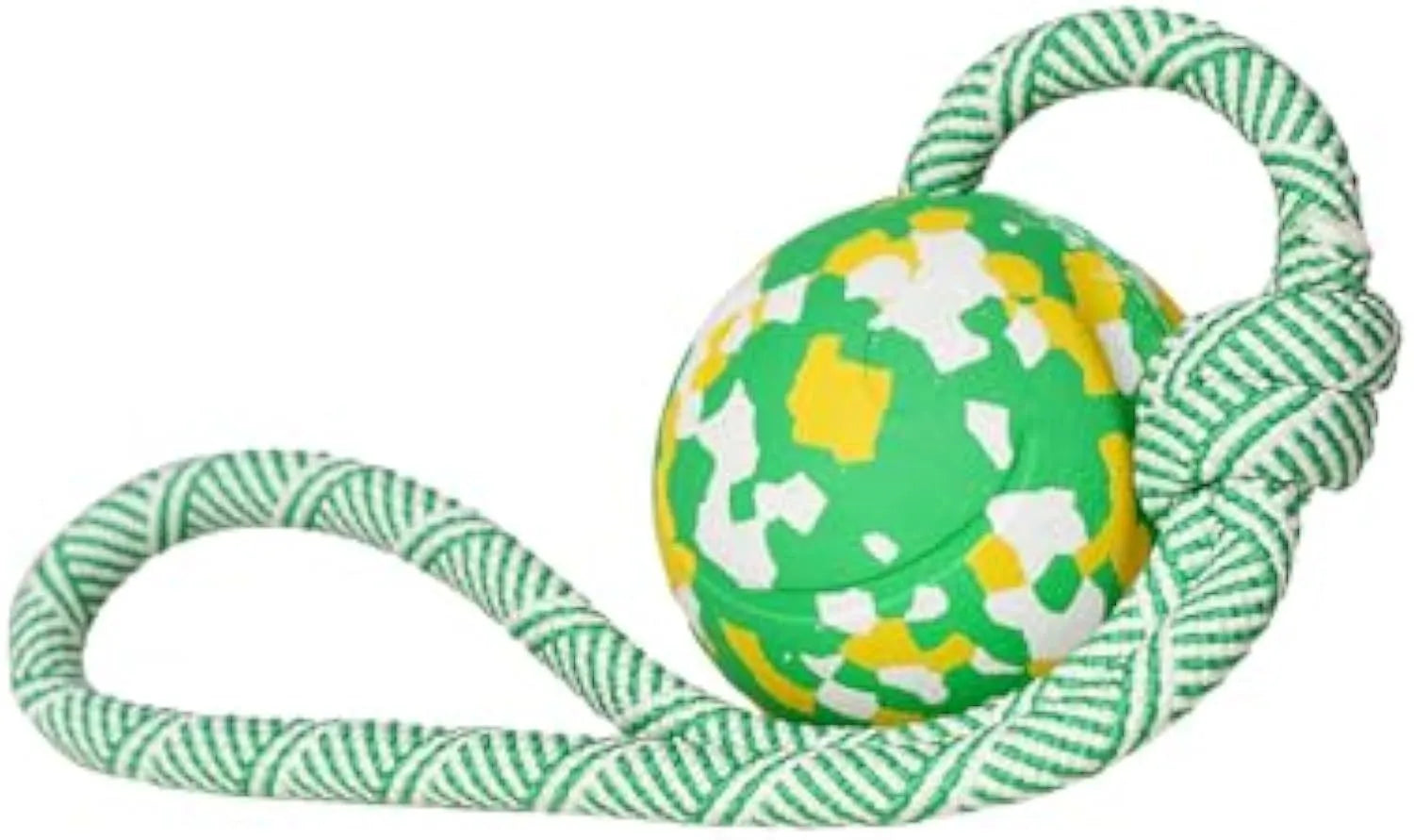 Dog rope ball toy with natural rubber ball and nylon rope in two sizes