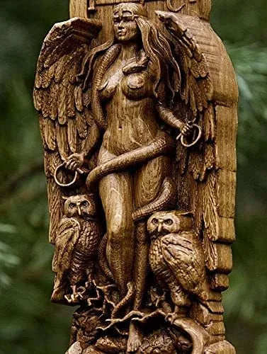 Small resin statue of a Greek goddess for altar or garden, in one of three colour choices.