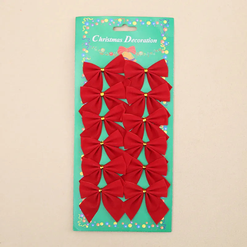 Red gold silver polyester Christmas tree ornament decoration bow measuring 5 cm