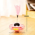 Pink cat tumbler turntable toy with rotating mechanism and cat stick, 17x10 cm dimensions