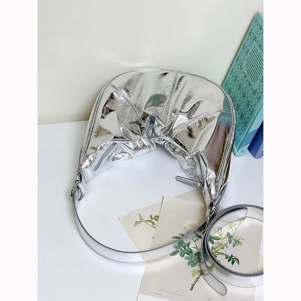 Women's soft dumpling shape shoulder bag in first layer cowhide leather with dual straps