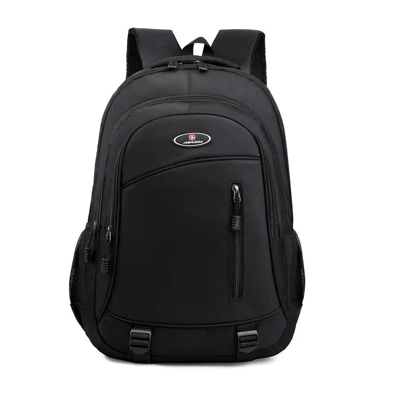 Waterproof nylon middle school backpack with airpillow straps in black, red, blue, and grey colour options