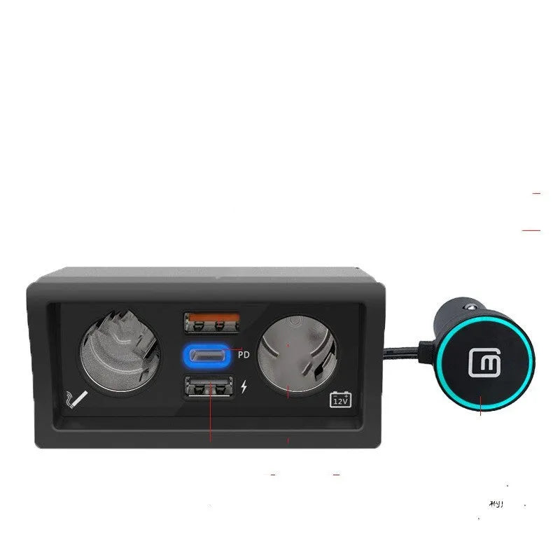 Lavida Pola Weiling compatible car charger with QC3.0 fast charge, showing Android and Apple model options.