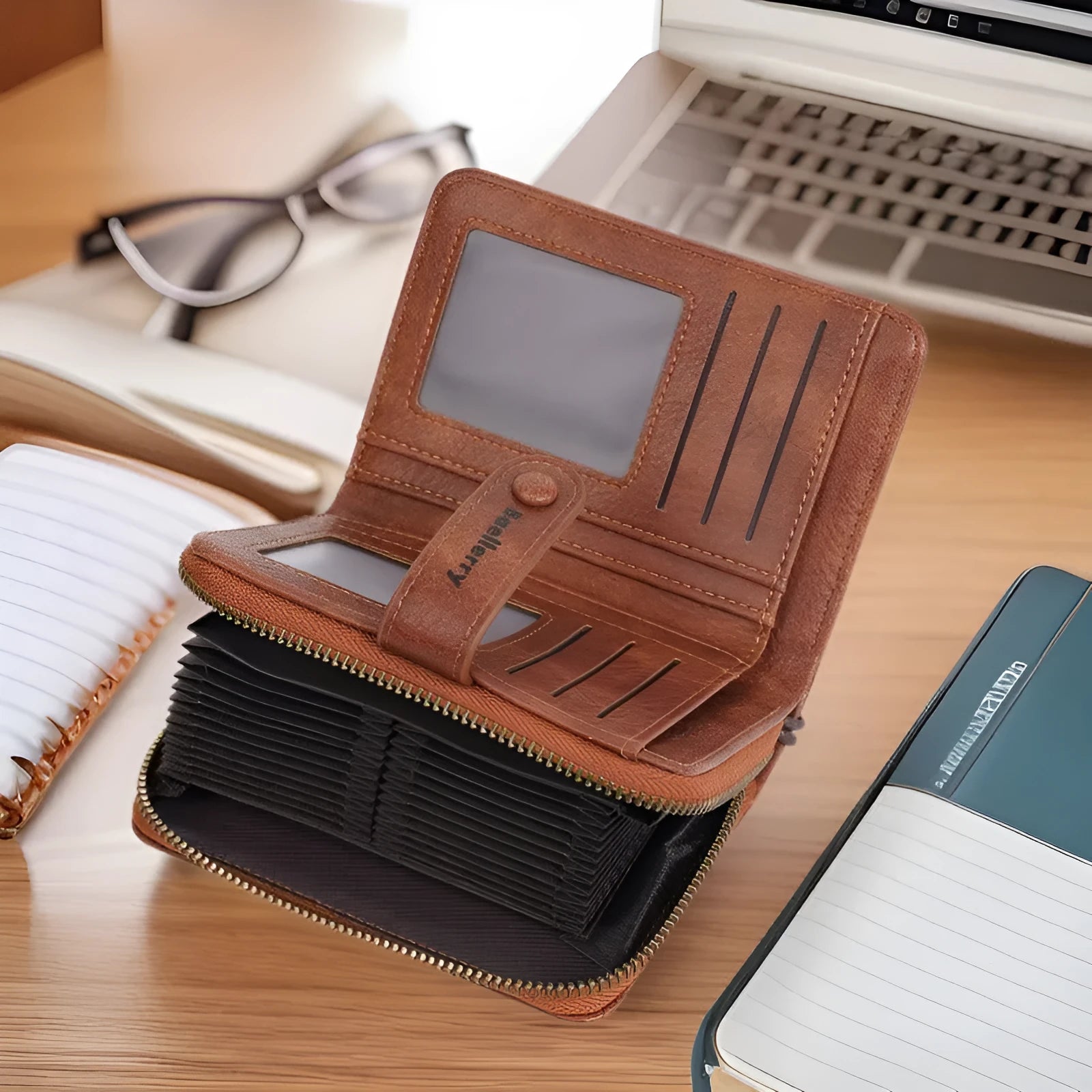 Women's PU leather coin purse with card slots and zipper closure in multiple colour options