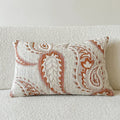 American-style jacquard paisley cushion cover with plant and flower design in amber colour
