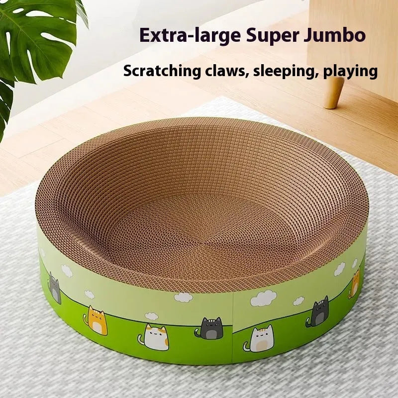 Large round cat scratch board with deep pit texture in 45cm and 50cm sizes