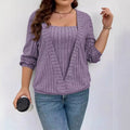 Women's solid colour V-neck false two-piece suit top with long sleeves in loose fit.