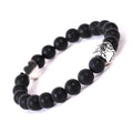 Tigereye Indian agate bracelet with geometric heart charm and dog's paw motifs on wrist