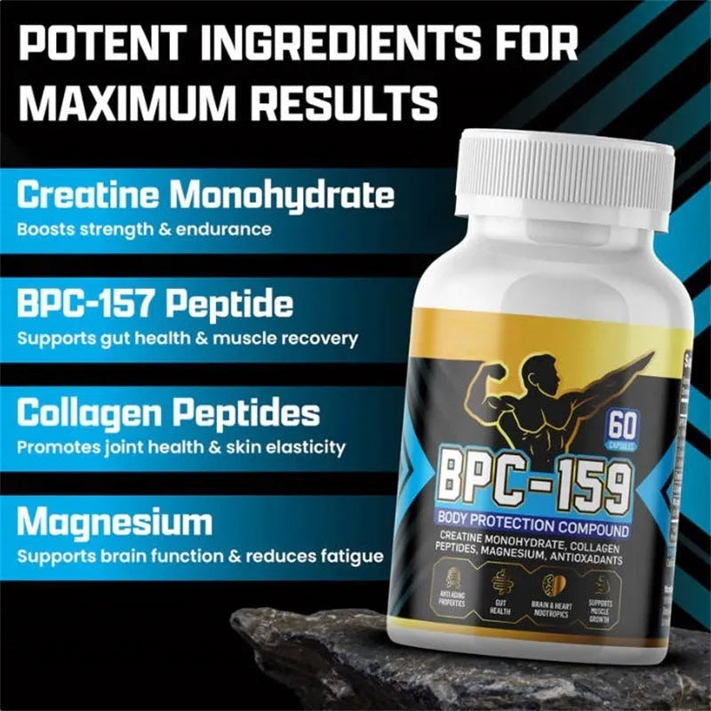 Body energy supplement capsules in bottle suitable for any skin type