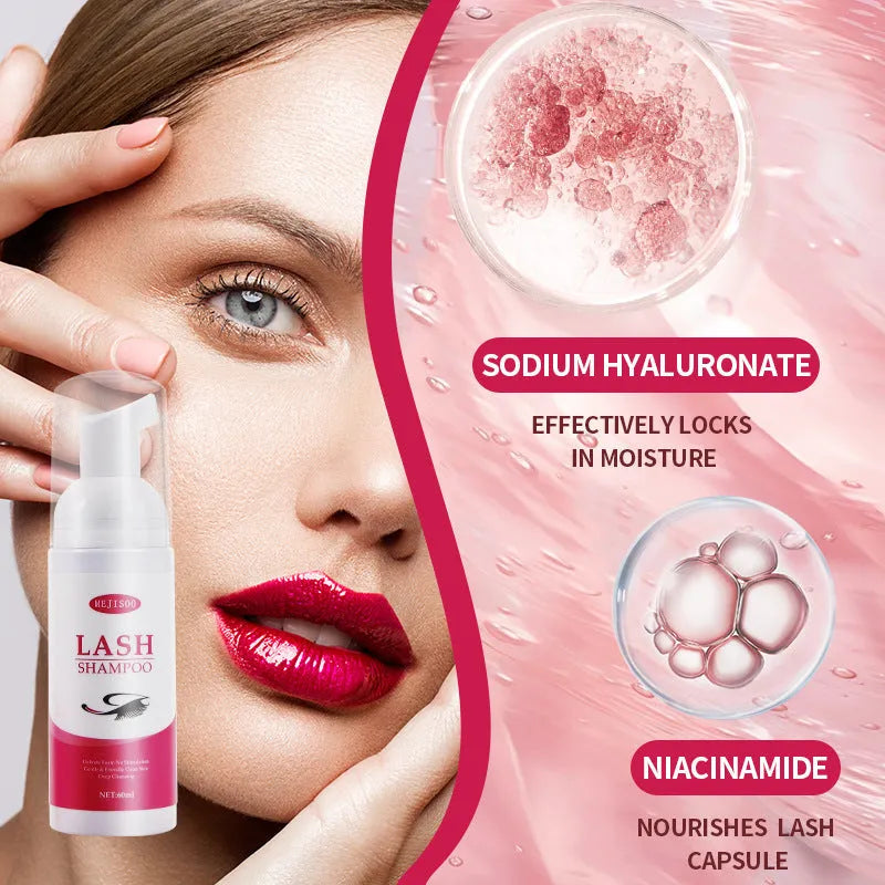60ml lash shampoo mousse bottle with pump applicator for eyelash extension cleaning