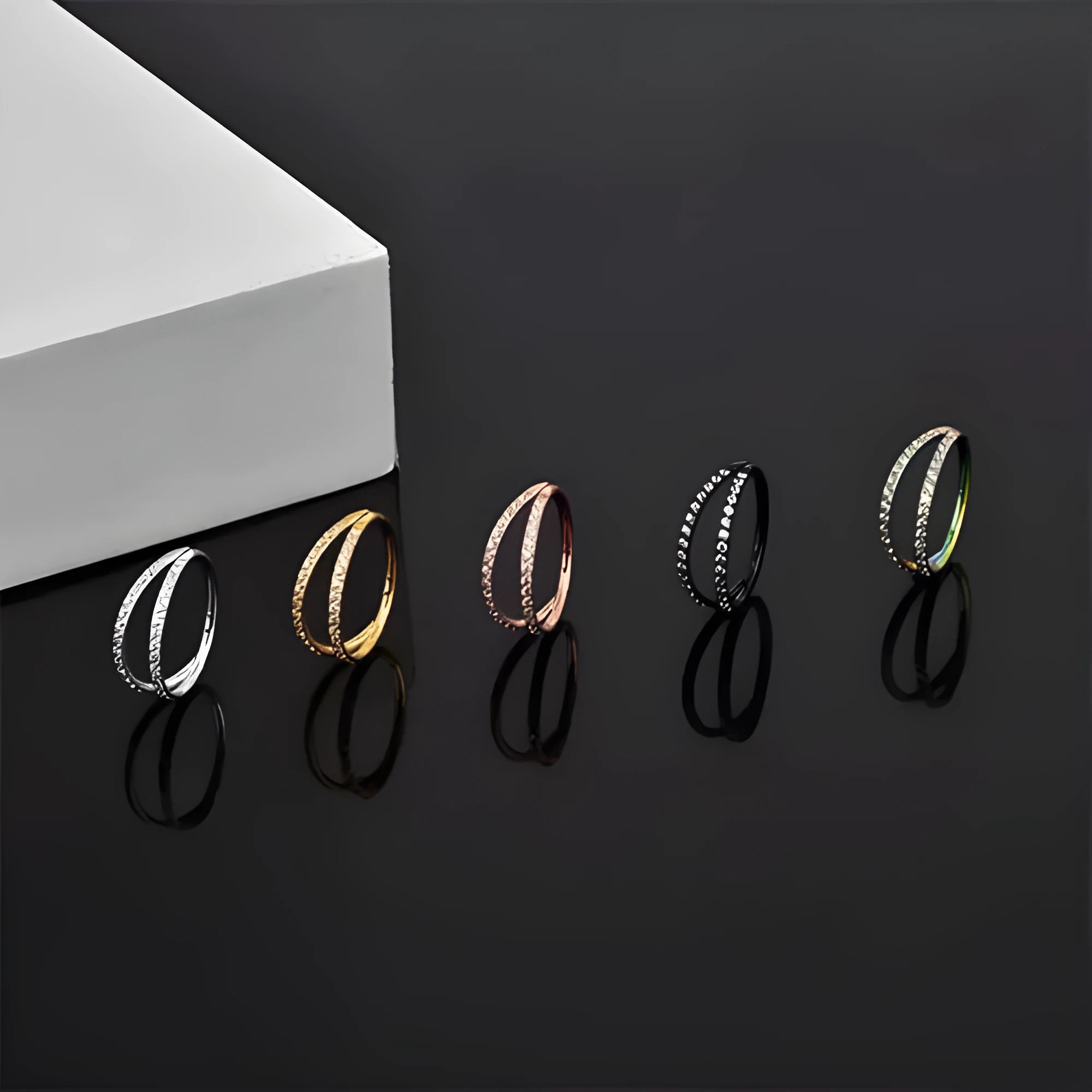 G23 titanium alloy lip nose ring with zircon diamond coating in steel colour and gold colour options