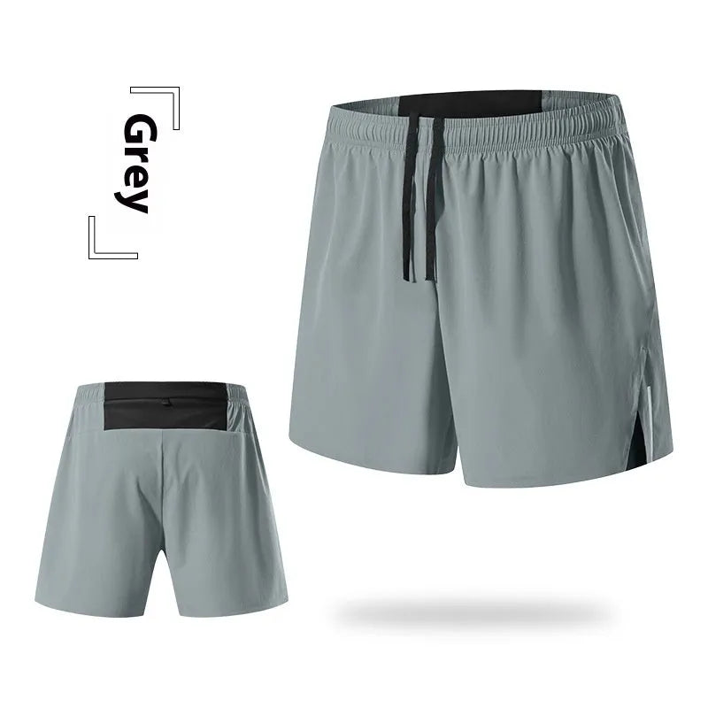 Men's loose fit off-road running shorts in red, shown with high waist and quick-dry fabric for marathon running.