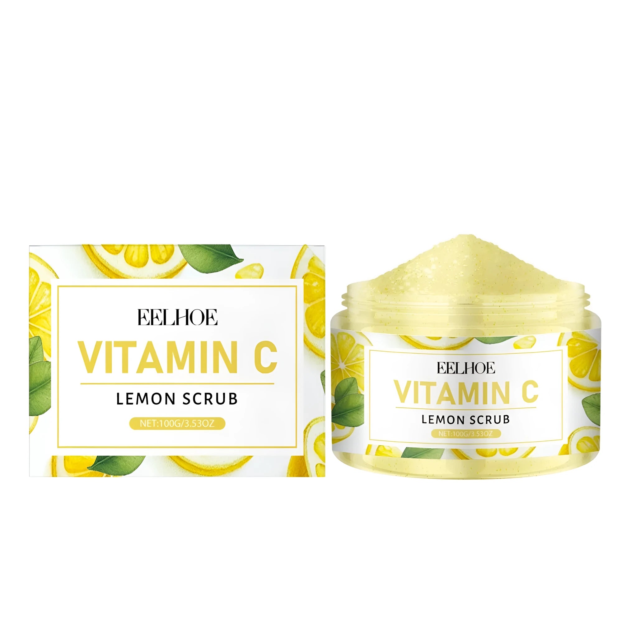 100g jar of lemon exfoliating facial scrub with walnut shell powder